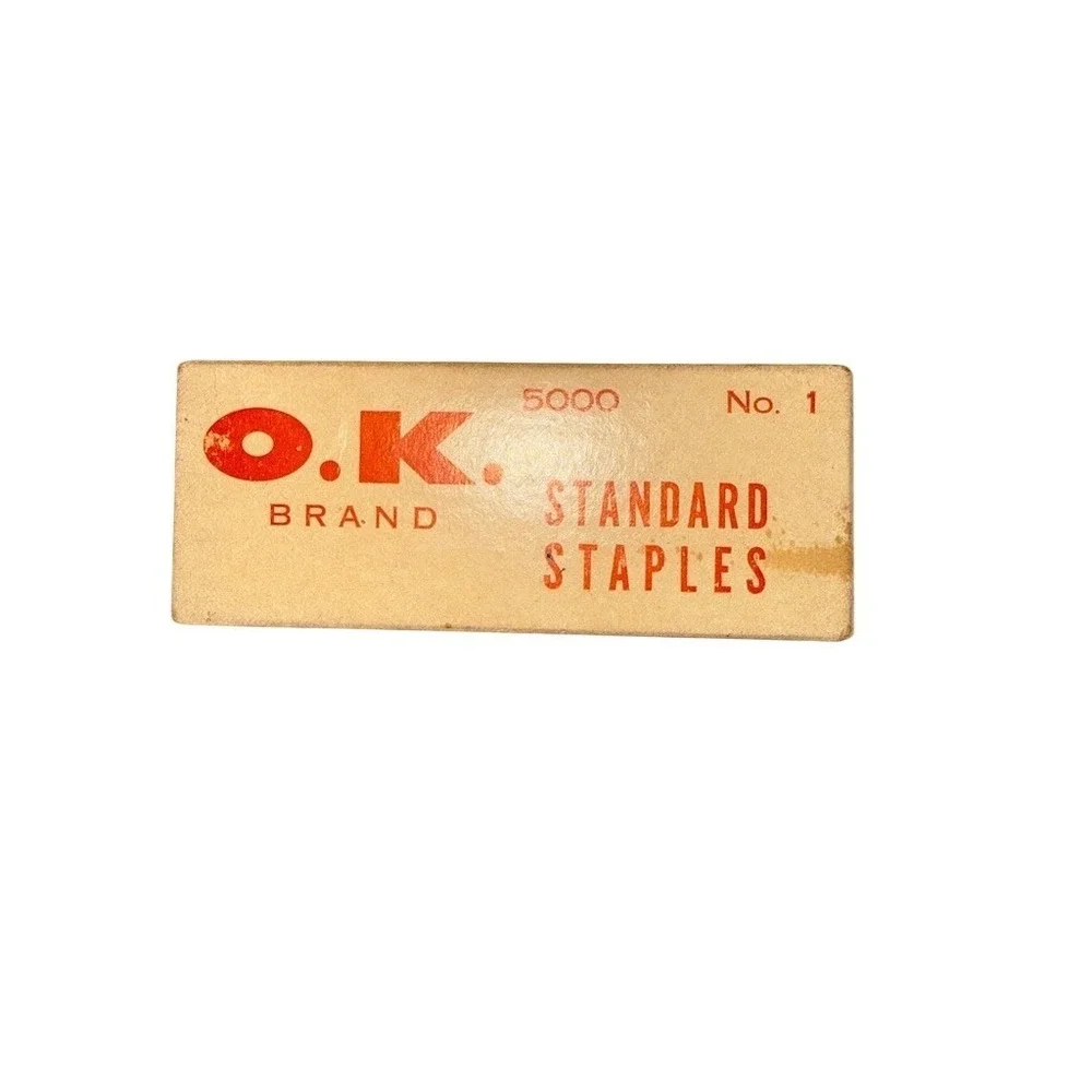 Vintage O.K. Brand Standard Staples No. 1 (5000) w/ Box Manila Color missing few